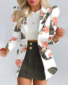 Women Formal Long Sleeve Blazers & Skirt Set -