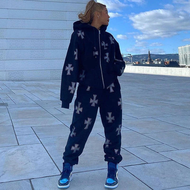 Tracksuit Rhinestone Cross -