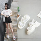 Summer Women Platform Sandals Fashion Buckle Design White 7cm Increasing Sandals Thick Sole Casual Platform Shoes Female -