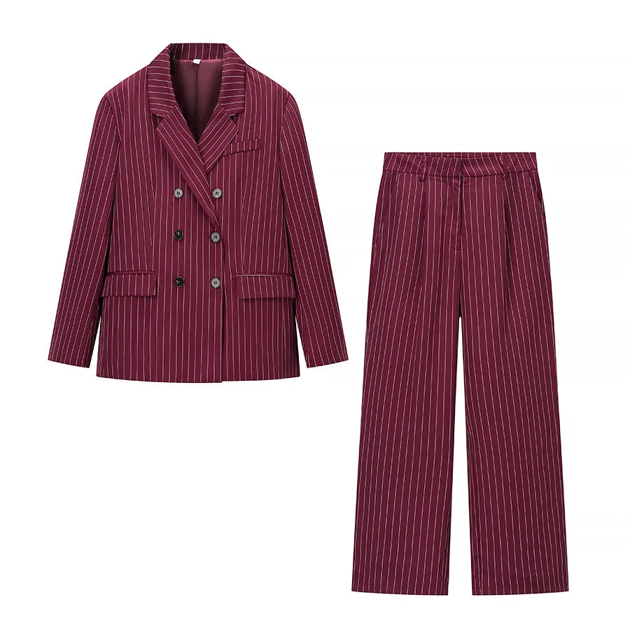 Women's Double-Breasted Striped Suit -
