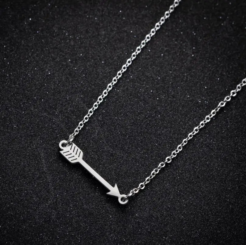 Simple Long Necklace with Arrow Pendant -