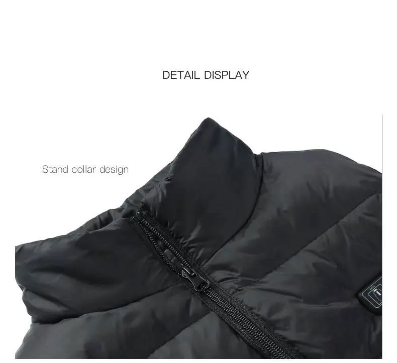 Stay warm and comfortable in cold weather with this electric heated jacket. With 9 heated vest zones and a unisex design, this heated sportswear is perfect for both men and women to stay cozy during outdoor activities in chilly conditions. -