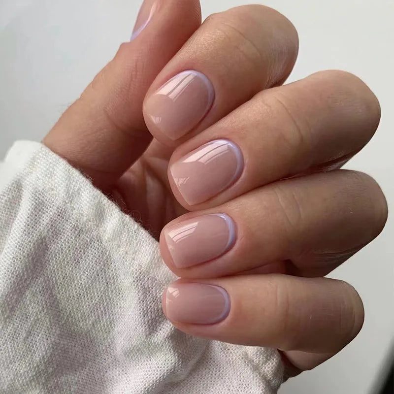Custom Private Label Nails Luxury Short Oval Round Tips Pink Press on Nails Fake Nails -