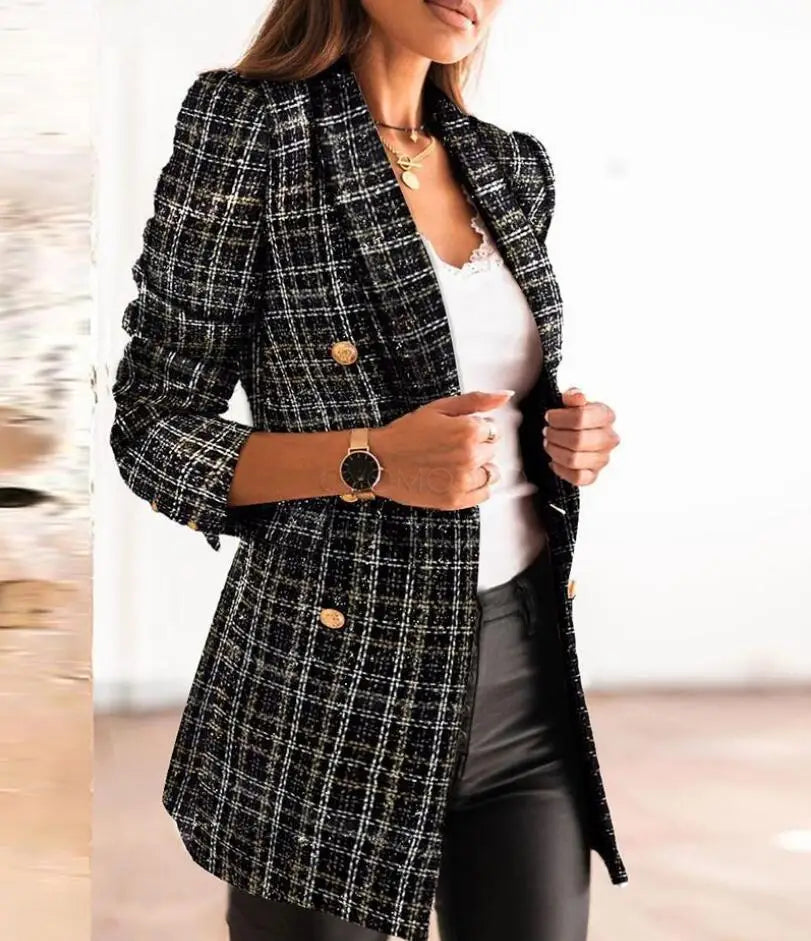 Make a statement in this double-breasted blazer—classy and confident! -