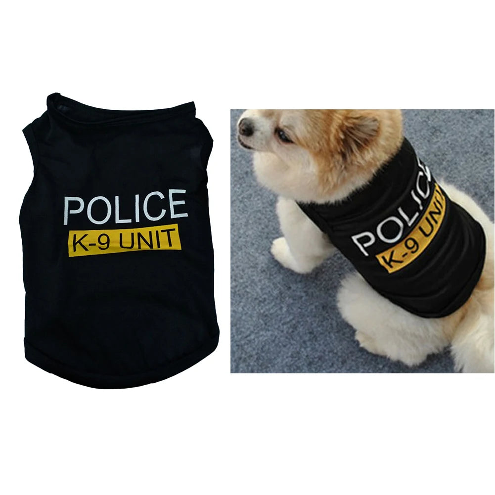 Dress your pup in style with this adorable pet vest police-themed puppy t-shirt—a cute and fashionable addition to your pet's wardrobe! -