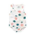Keep your baby boy cool and comfy with this cotton sleeveles outfit featuring adorable cartoon bodysuit pajamas perfect for playtime and sleep! -