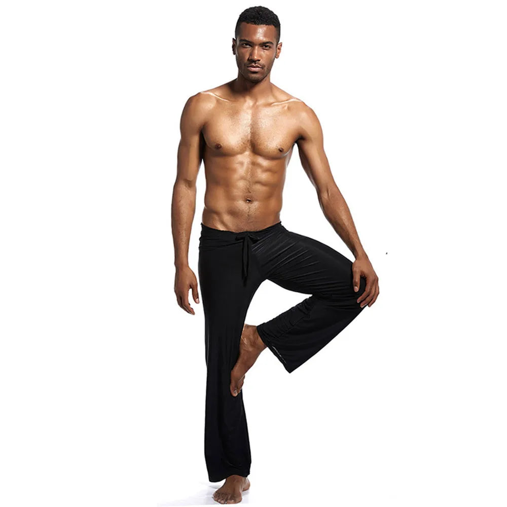 Mens Yoga Pants Elastic Waistband Fitness Training Joggers Loose Lightweight Slacks Beach Fashion Casual Sport Pants -