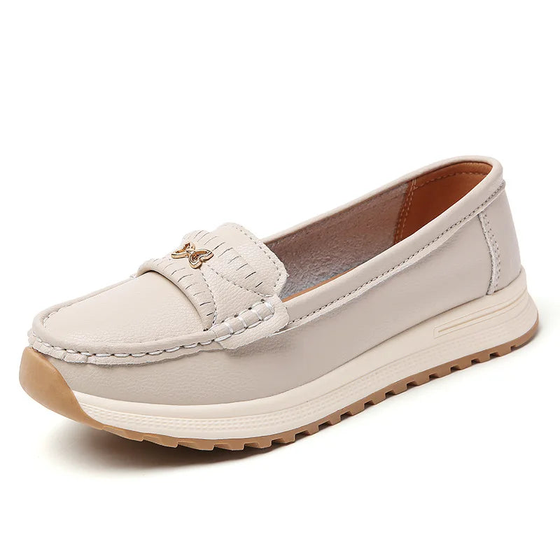 Casual Loafers for Women - Genuine Leather Slip-On Comfort Shoes -
