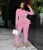 Solid Bow Ruffled Suit -