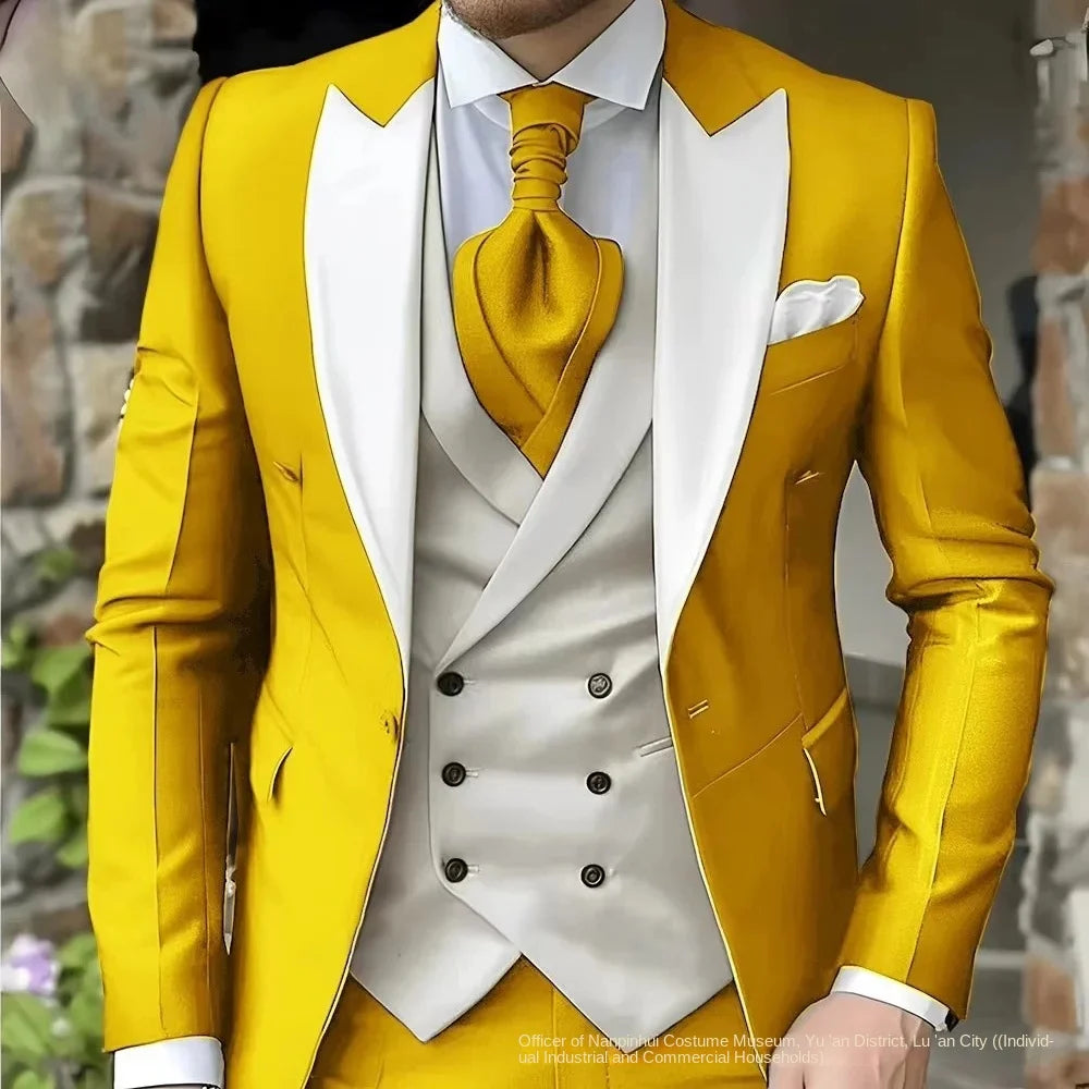 Slim Fit Suit for Men - Elegant 3 Piece Wedding Tuxedo Set -