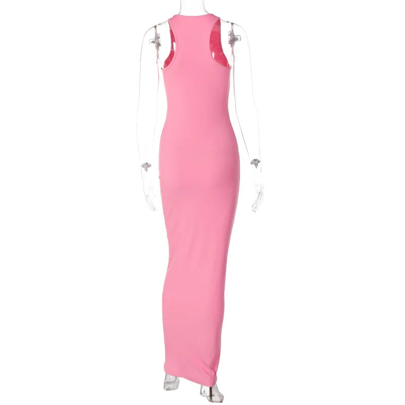 Sleeveless O Neck Bodycon Maxi Dress -