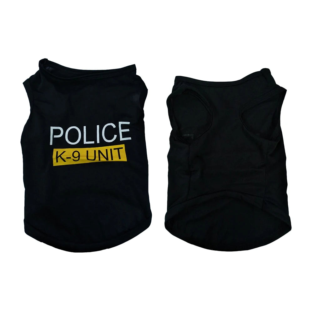 Dress your pup in style with this adorable pet vest police-themed puppy t-shirt—a cute and fashionable addition to your pet's wardrobe! -