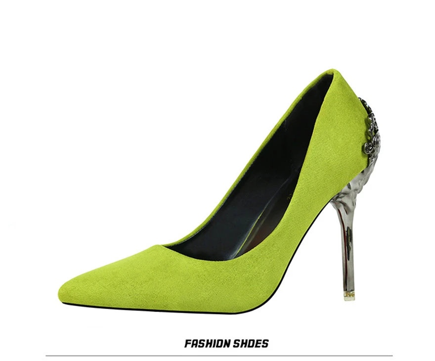 Women Pumps Red, Gol,d Pointy Toe Dress High Heel Shoes. -