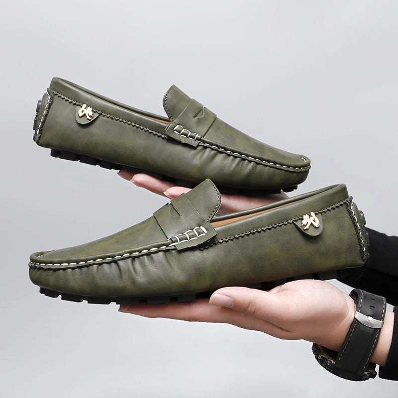 Leather Slip-On Loafers -