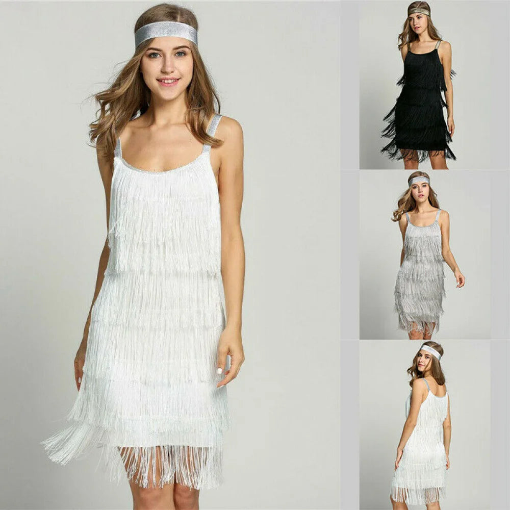 Great Gatsby Tassel Fringe Flapper Headband 1920s Party Ro Rox Cocktail Dress -
