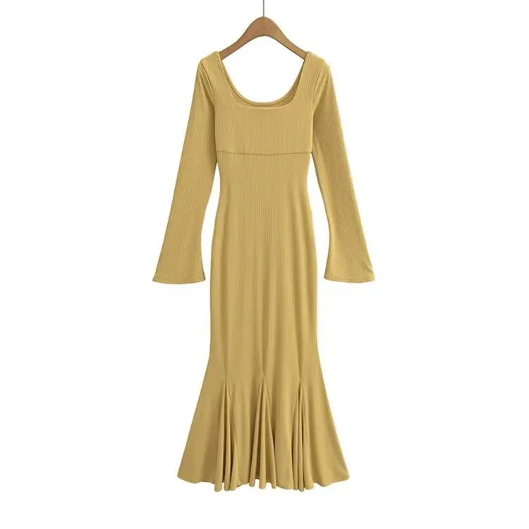 Horn Sleeve Fishtail Dress -