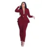 Solid Bow Ruffled Suit -