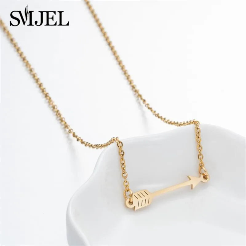 Simple Long Necklace with Arrow Pendant -