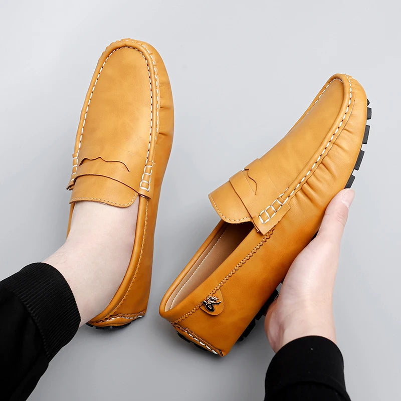Leather Slip-On Loafers -
