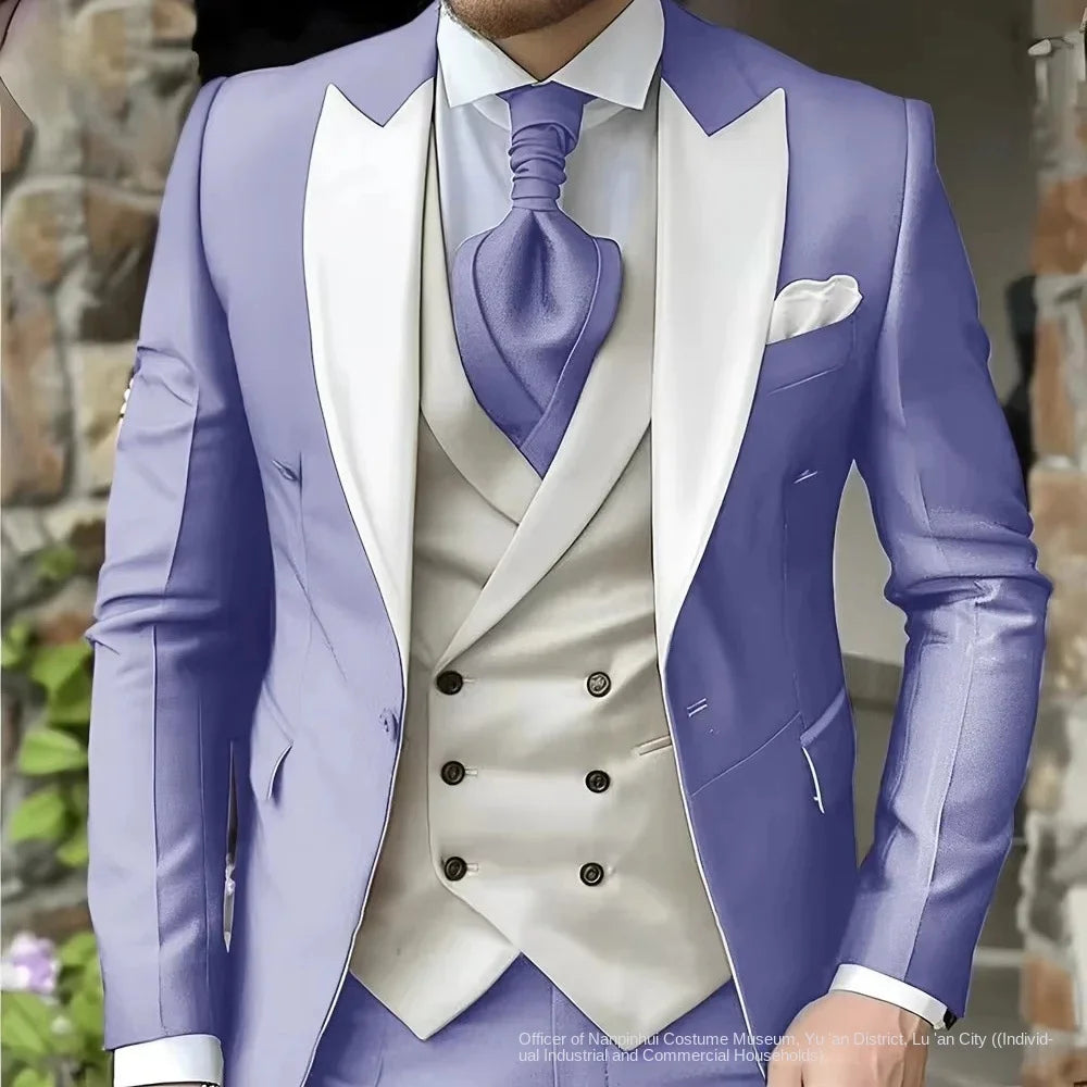 Slim Fit Suit for Men - Elegant 3 Piece Wedding Tuxedo Set -