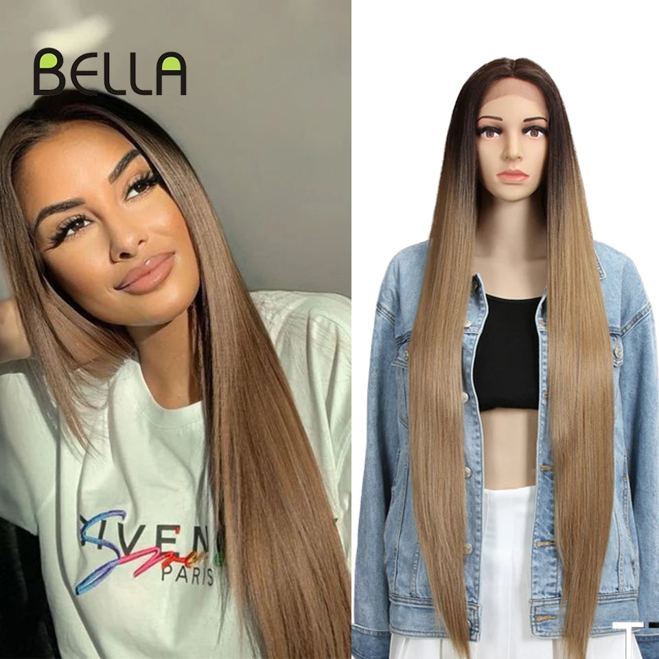 Make a bold statement with this super long 38 straight lace front wig—featuring a stunning Lolita pink and blonde blend, perfect for cosplay and standout style! -