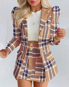 Women Formal Long Sleeve Blazers & Skirt Set -