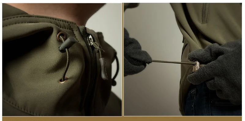 Stay prepared for any weather conditions with this tactical windproof and waterproof jacket for men. This versatile and durable jacket is perfect for outdoor activities and ensuring optimal protection from the elements. -