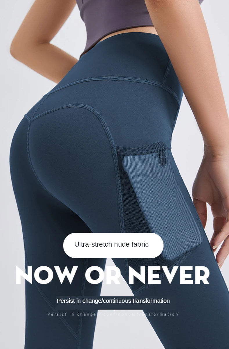 2024 Yoga Pants With Pocket Women Leggings For Fitness Nylon High Waist Long Pants Women Hip Push UP Tights Women Gym Clothing -