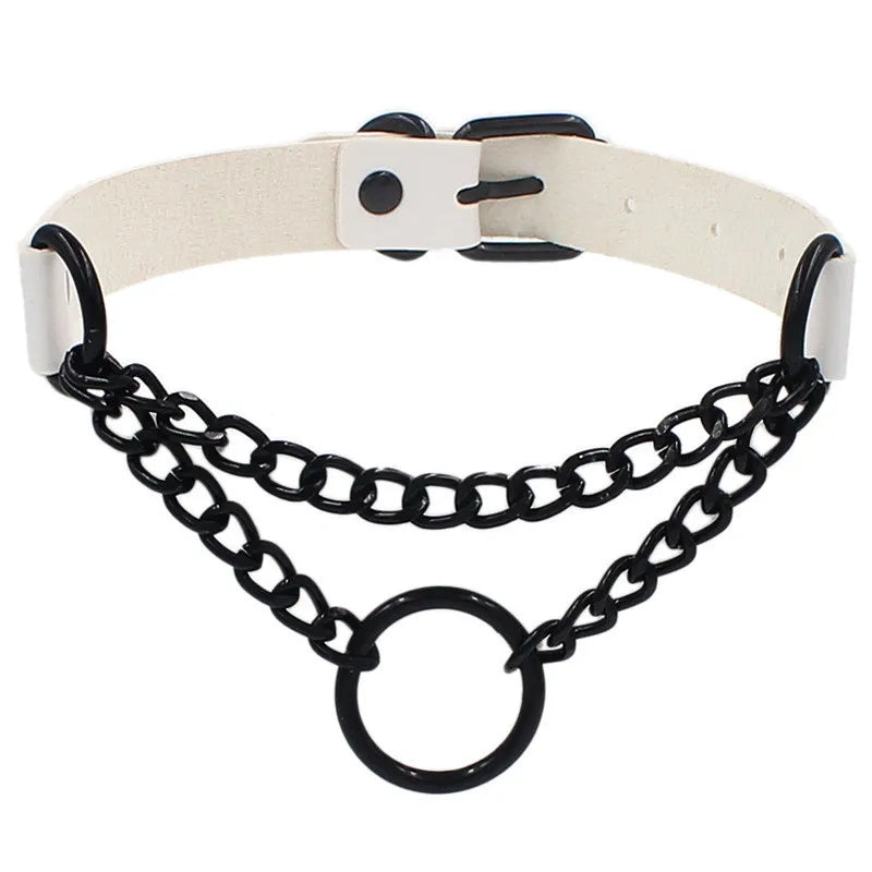 Round Layered Necklace Black Chain for Women and Men -
