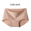 Wholesale Woman Ice Silk Panty Solid Mid-waist Seamless Laser Cut Not-trace Panty Underwear One-piece Traceless Panties -