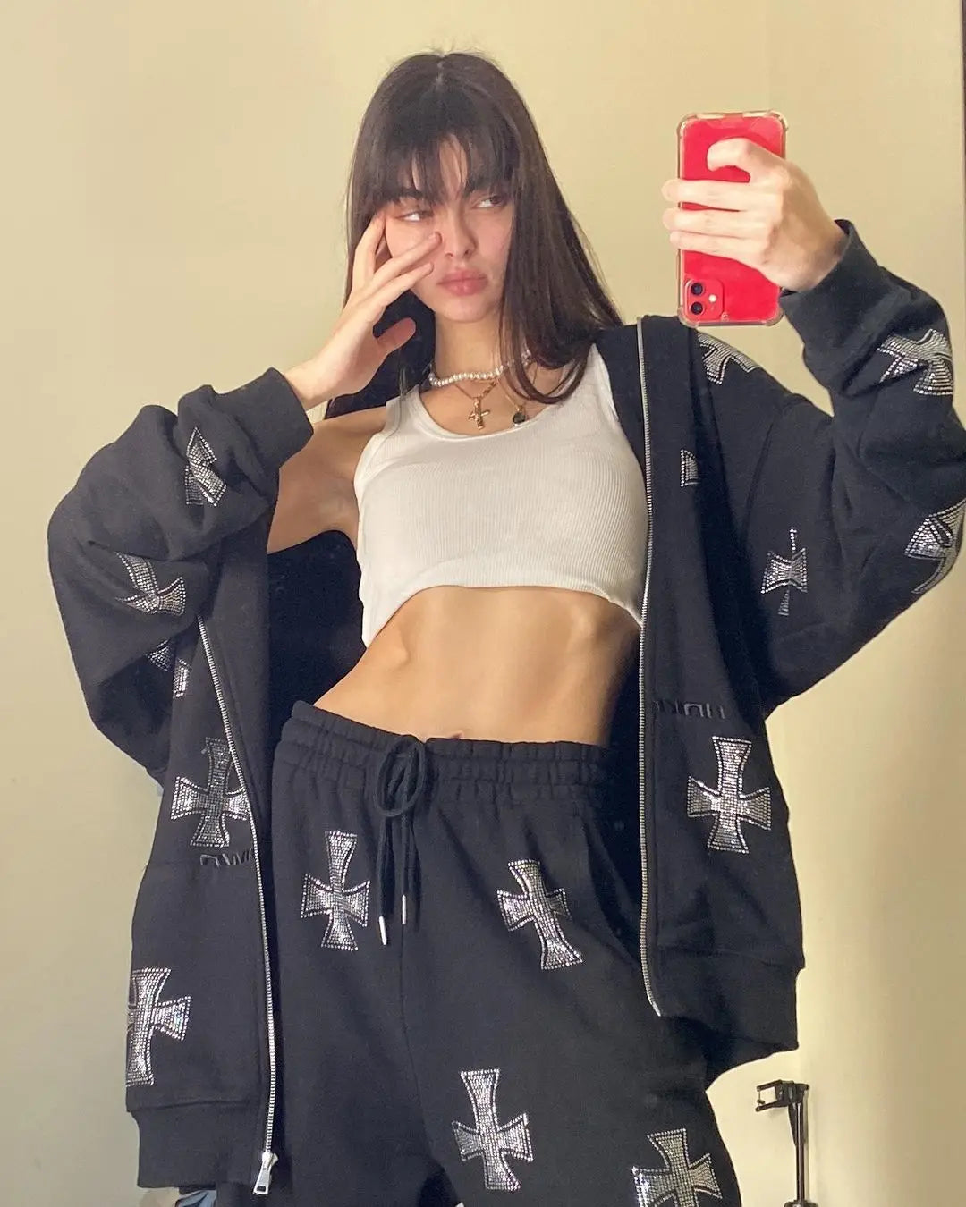 Tracksuit Rhinestone Cross -