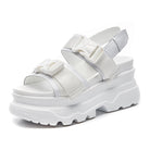 Summer Women Platform Sandals Fashion Buckle Design White 7cm Increasing Sandals Thick Sole Casual Platform Shoes Female -