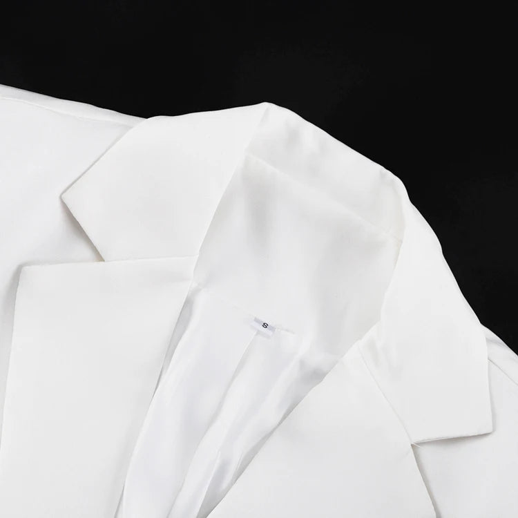 Hourglass Cinched Waist White Blazer Women -