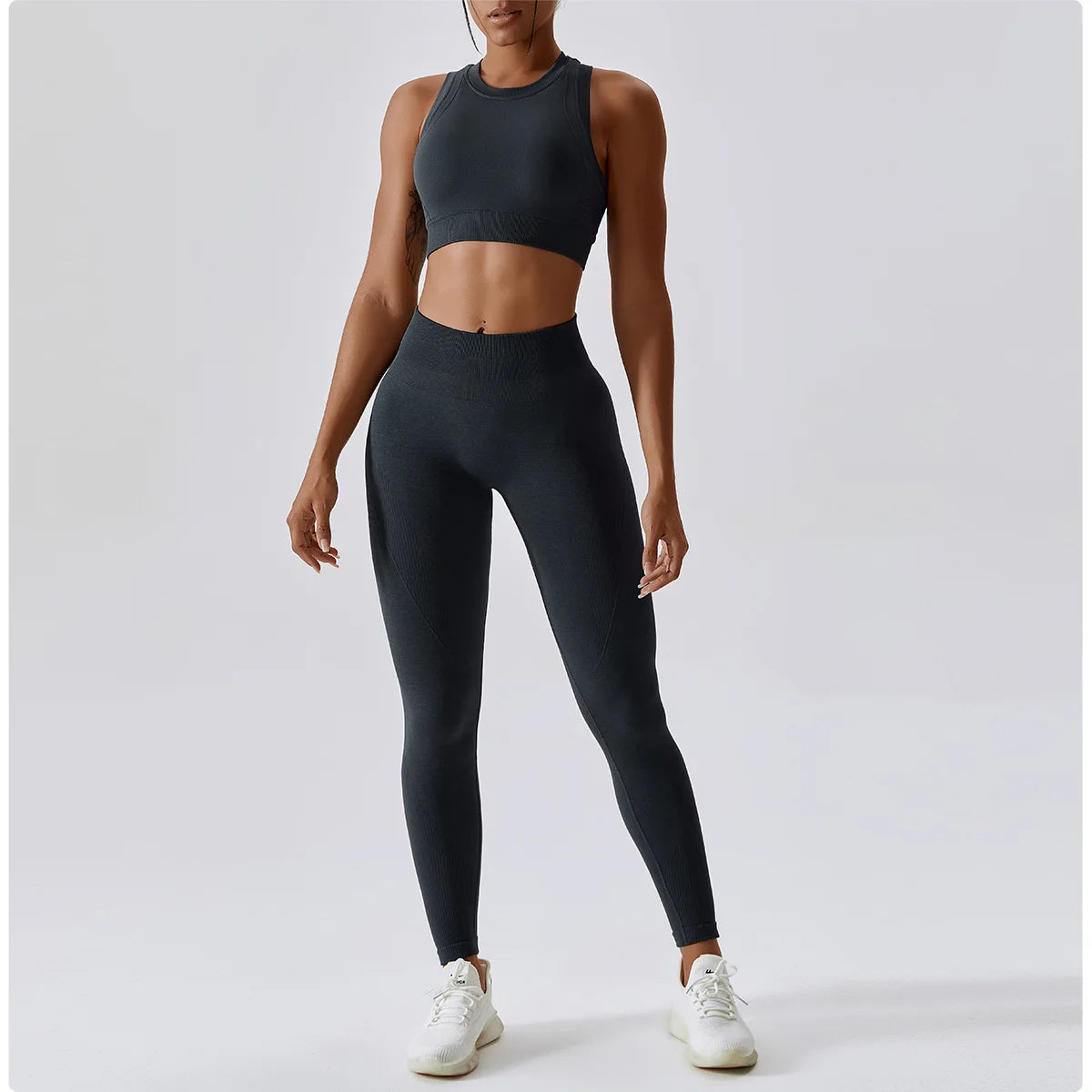 Wholesale Tik Tok Athletic Clothing Ladies Gym Fitness Sport Workout Clothes Activewear Seamless Women Jogger Wear Yoga Suit Set -