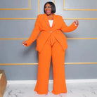 Woman Two Pieces Blazers Top and Pants Set (Plus Size) -