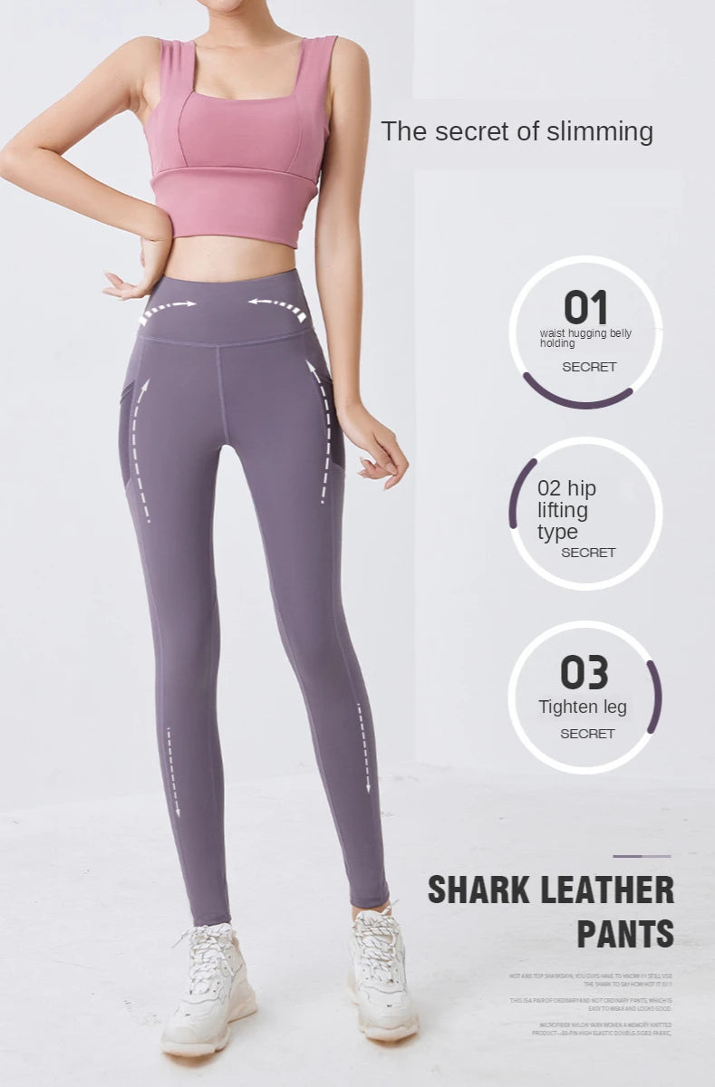 2024 Yoga Pants With Pocket Women Leggings For Fitness Nylon High Waist Long Pants Women Hip Push UP Tights Women Gym Clothing -