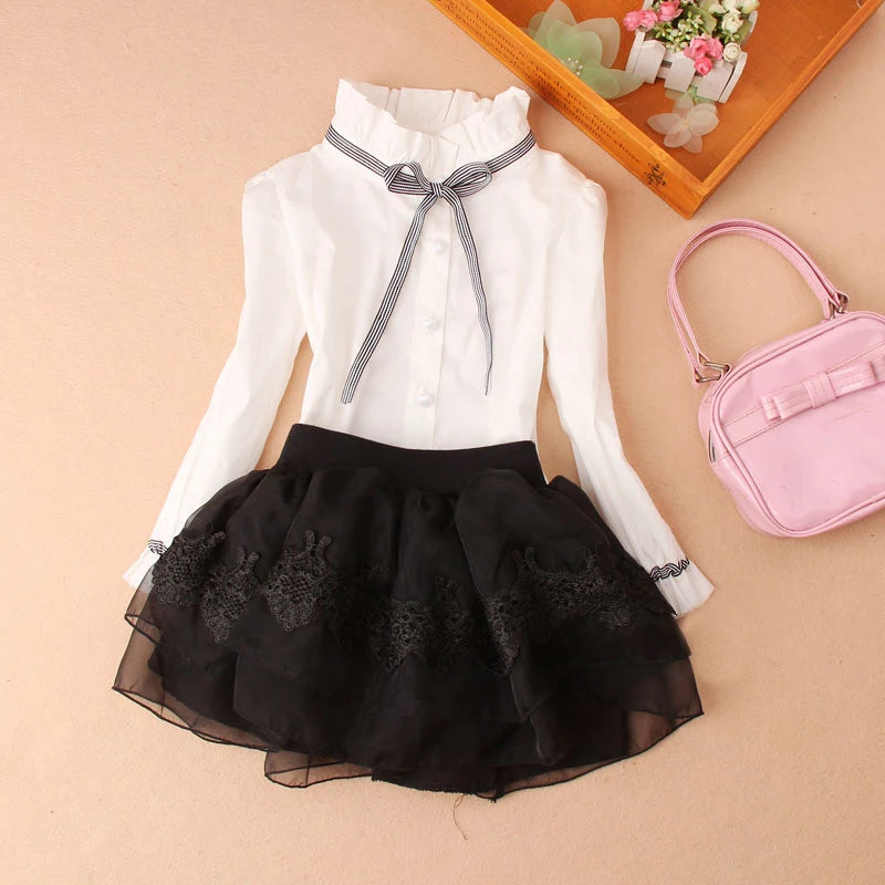 Teenage Girls Clothes Autumn Kids Blue Stripe Blouses Turn-down Collar Full Sleeve Shirt Children Cotton Tops School Girl Blouse -