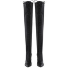 Big Size Women High Heel Thigh High Boots Ladies Heeled Winter Shoes Pointed Toe Lace up Black Satin Over the Knee High Boots -
