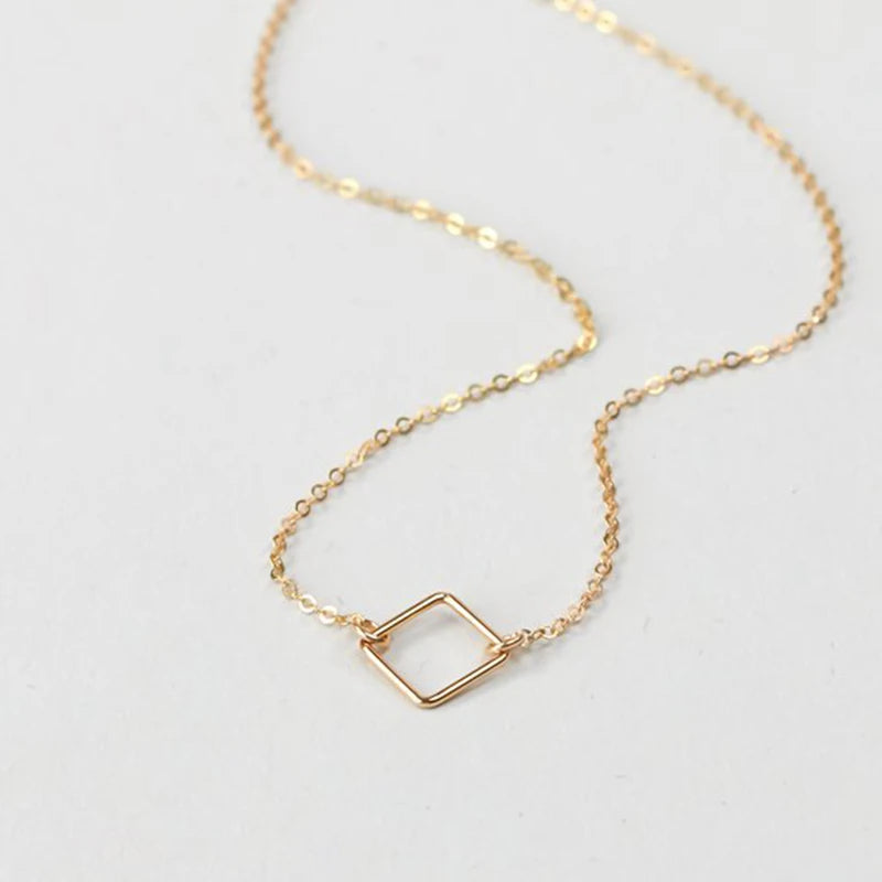 Square Necklace Handmade Jewelry Gold Choker -