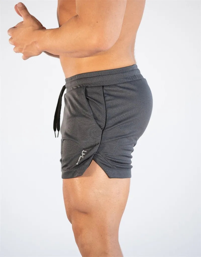 GITF Mens Gym Training Shorts Men Sports Casual Clothing Fitness Workout Running Grid quick-drying compression Shorts Athletics -
