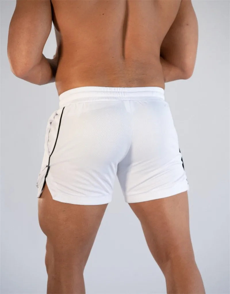 GITF Mens Gym Training Shorts Men Sports Casual Clothing Fitness Workout Running Grid quick-drying compression Shorts Athletics -