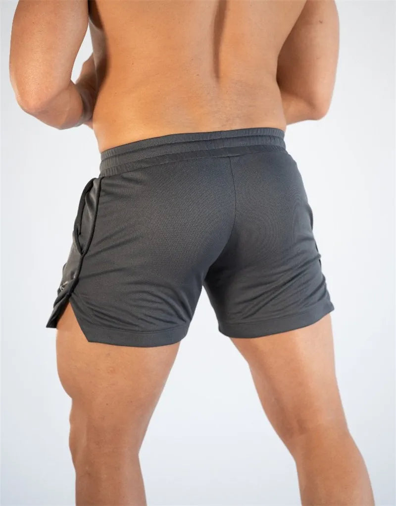 GITF Mens Gym Training Shorts Men Sports Casual Clothing Fitness Workout Running Grid quick-drying compression Shorts Athletics -