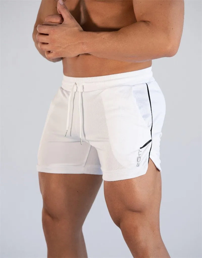 GITF Mens Gym Training Shorts Men Sports Casual Clothing Fitness Workout Running Grid quick-drying compression Shorts Athletics -