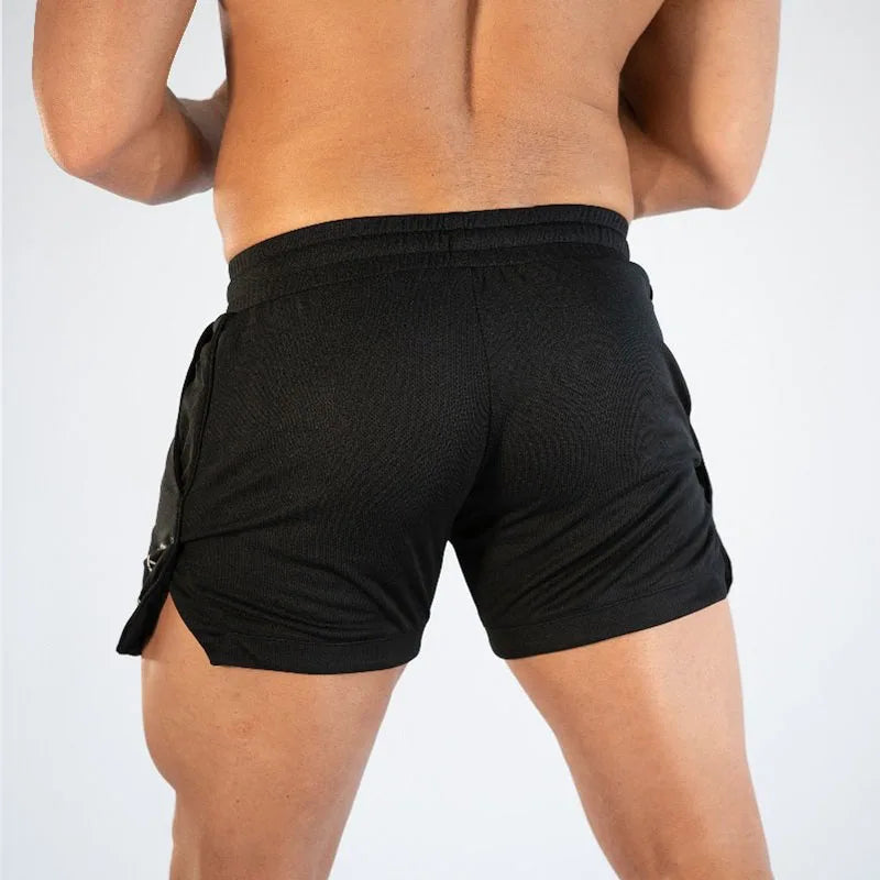 GITF Mens Gym Training Shorts Men Sports Casual Clothing Fitness Workout Running Grid quick-drying compression Shorts Athletics -