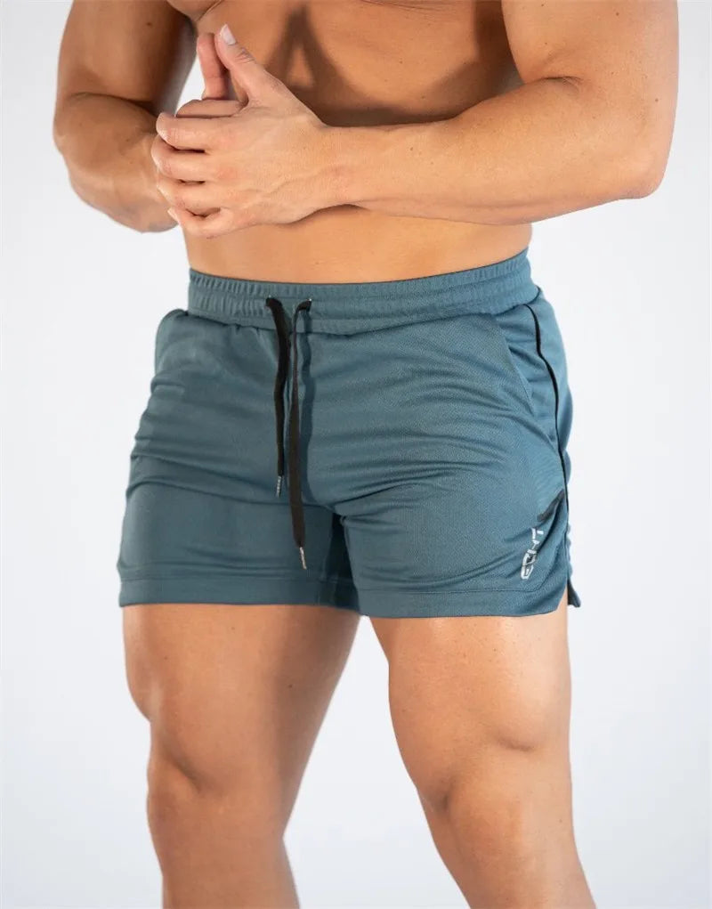 GITF Mens Gym Training Shorts Men Sports Casual Clothing Fitness Workout Running Grid quick-drying compression Shorts Athletics -