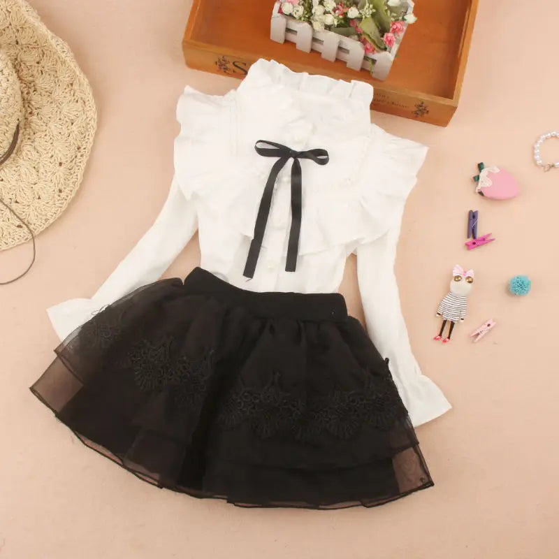 Teenage Girls Clothes Autumn Kids Blue Stripe Blouses Turn-down Collar Full Sleeve Shirt Children Cotton Tops School Girl Blouse -