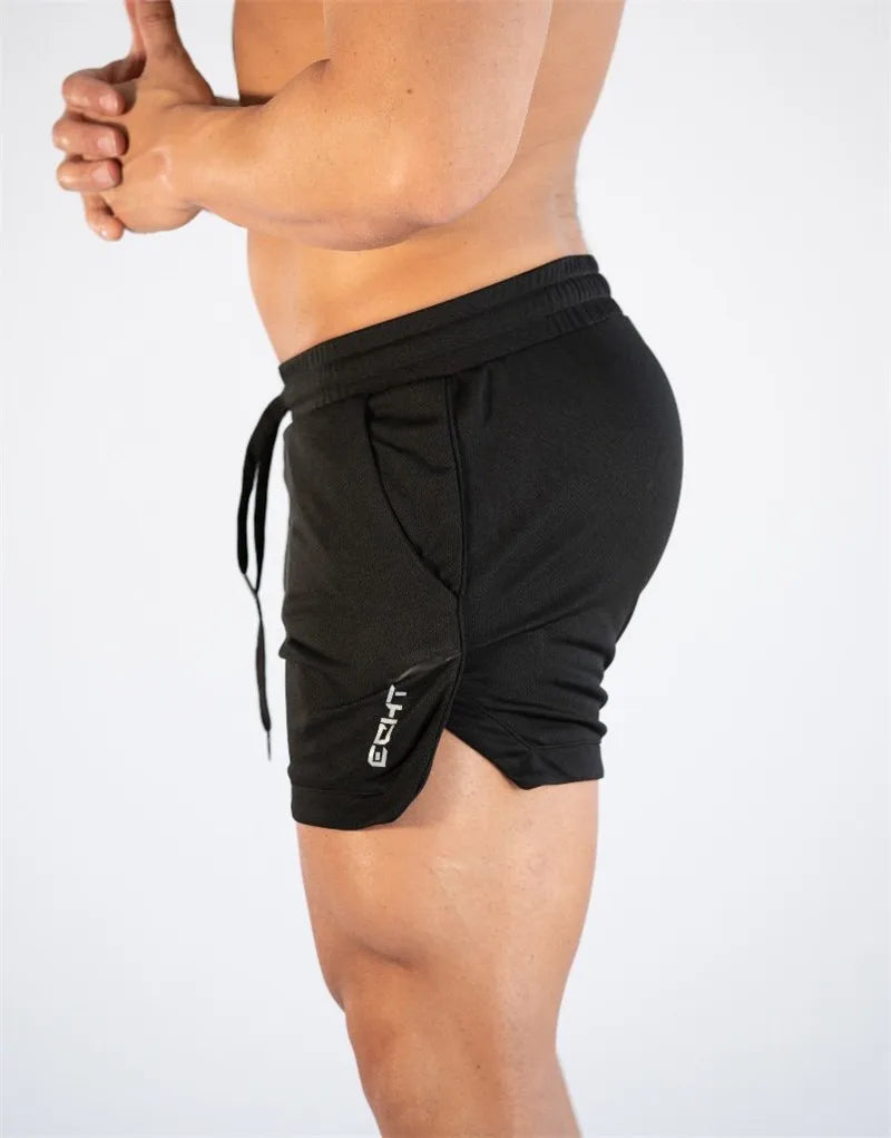 GITF Mens Gym Training Shorts Men Sports Casual Clothing Fitness Workout Running Grid quick-drying compression Shorts Athletics -