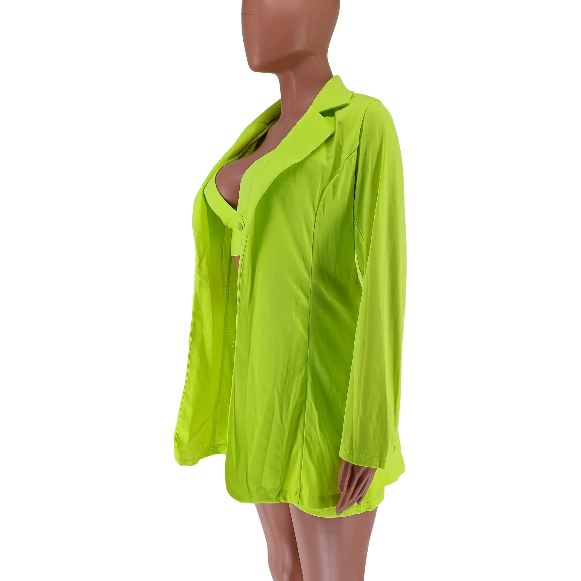 Neck Blazer and Shorts Set -