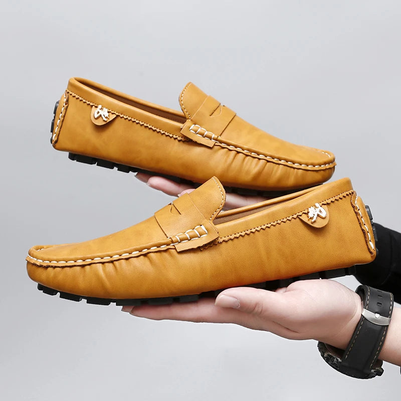 Leather Slip-On Loafers -