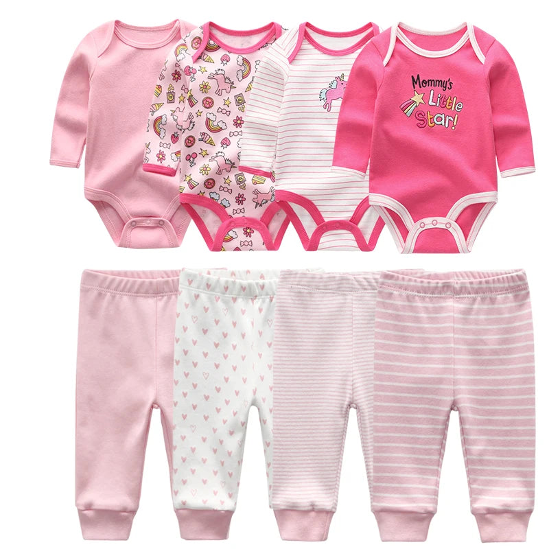 Keep your little one comfy in this versatile 4-piece baby bodysuit set—perfect for both girls and boys! -